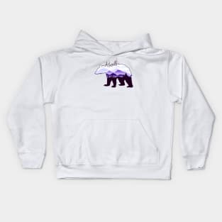 Asheville Blue Ridge Mountains - Black Bear - Purple WB 26 Kids Hoodie